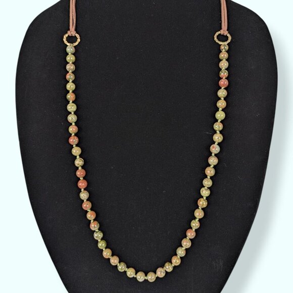 Yousi Bohemian Knotted Unakite Necklace - Picture 2 of 5